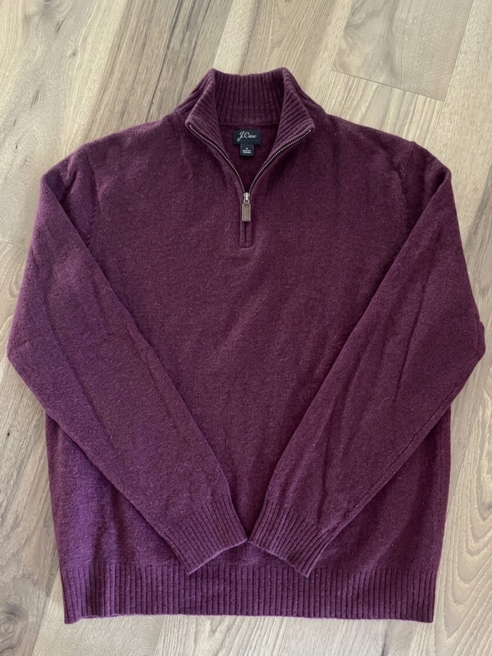 J.Crew Factory Mens 100% Lambswool Quarter-Zip Plum XL